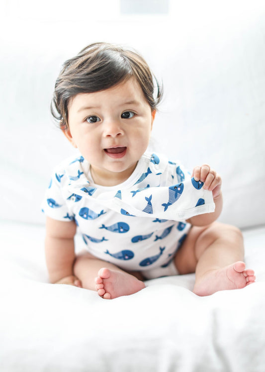 "Adorable and Functional: The Ultimate Guide to Our Blue Whale Baby Bodysuit and Bib Set!"