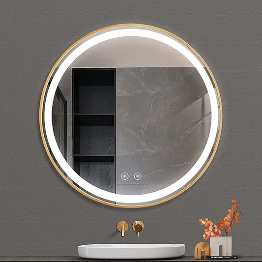 "Transform Your Bathroom with our Stylish Smart Mirror in a Sleek Black Metal Frame - Shop Now at Zytu!"