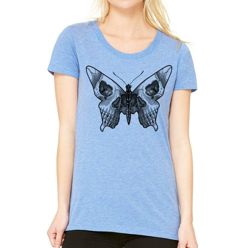 "Unleash Your Inner Rebel with Our Women's Butterfly Skull Shirt: A Must-Have from American Apparel"