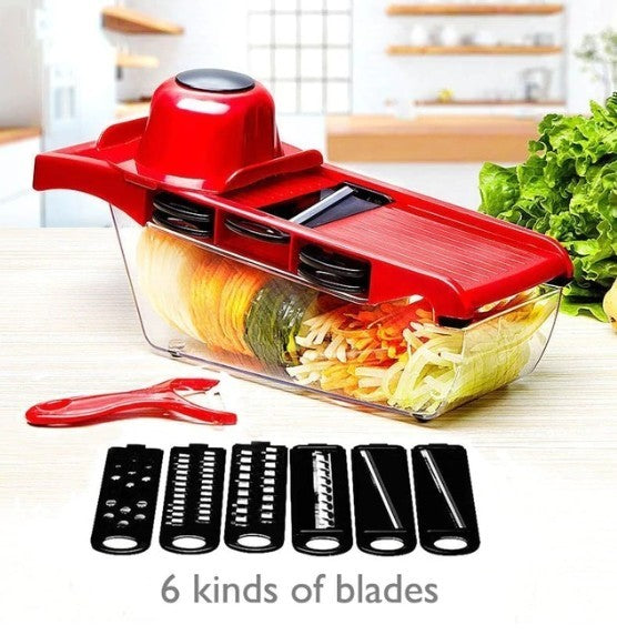 "Slice and Dice Like a Pro with Our Stainless Steel 6-Blade Vegetable Slicer - A Must-Have Kitchen Tool for Easy Meal Prep!"