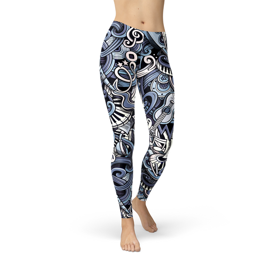 "Unleash Your Inner Musician: The Story Behind Our Women's Music Blue Leggings"