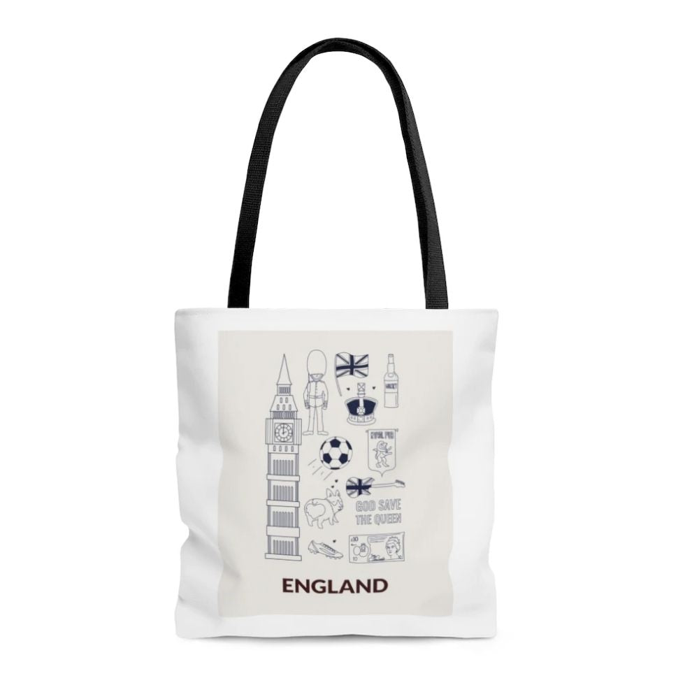 "Discover the Charm of England with Our Symbols of England Everyday Shopper Tote Bag"
