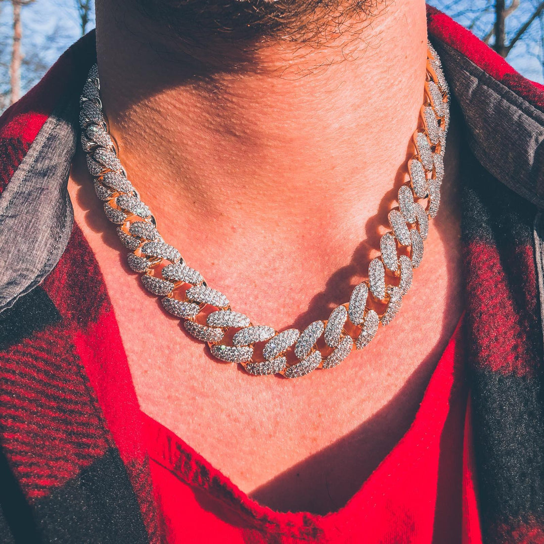 "Unleash Your Inner Swagger with Our Luxurious Stallion Gold 18mm CZ Cuban Chain - Perfect for Any Occasion!"