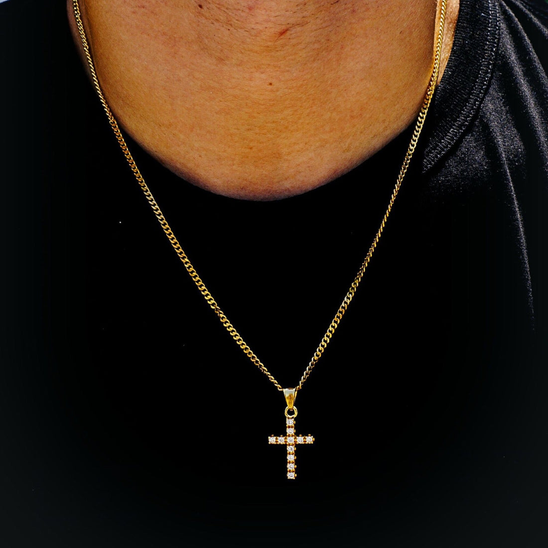 "Unleash Your Inner Hip-Hop Style with the Tip Cross Steel Micro Necklace"