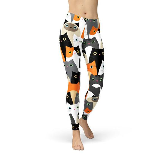 "Cuddle Up in Style: Introducing our New Women's All-Over Print Cats Leggings!"