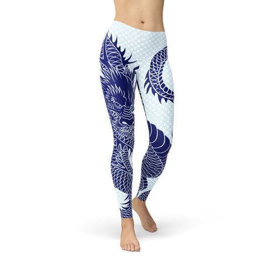 "Unleash Your Inner Warrior with Our Women's Japanese Dragon Leggings"