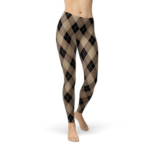 "Unleash Your Inner Fashionista with Our Women's Beige and Brown Argyle Leggings!"