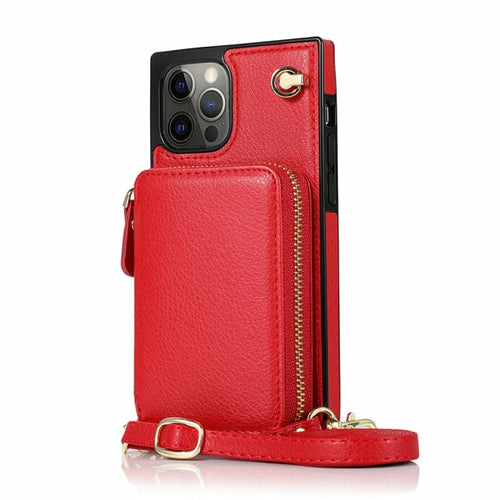 "Effortless Convenience: The Ultimate Zipper Wallet Case with Adjustable Crossbody Strap for Your iPhone"