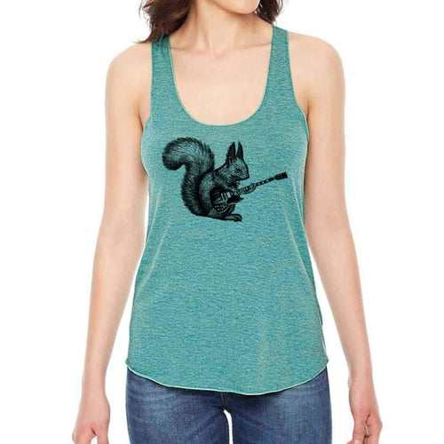 "The Ultimate Must-Have for Music-Loving Ladies: Our Women's Squirrel Playing Guitar T-Shirt!"