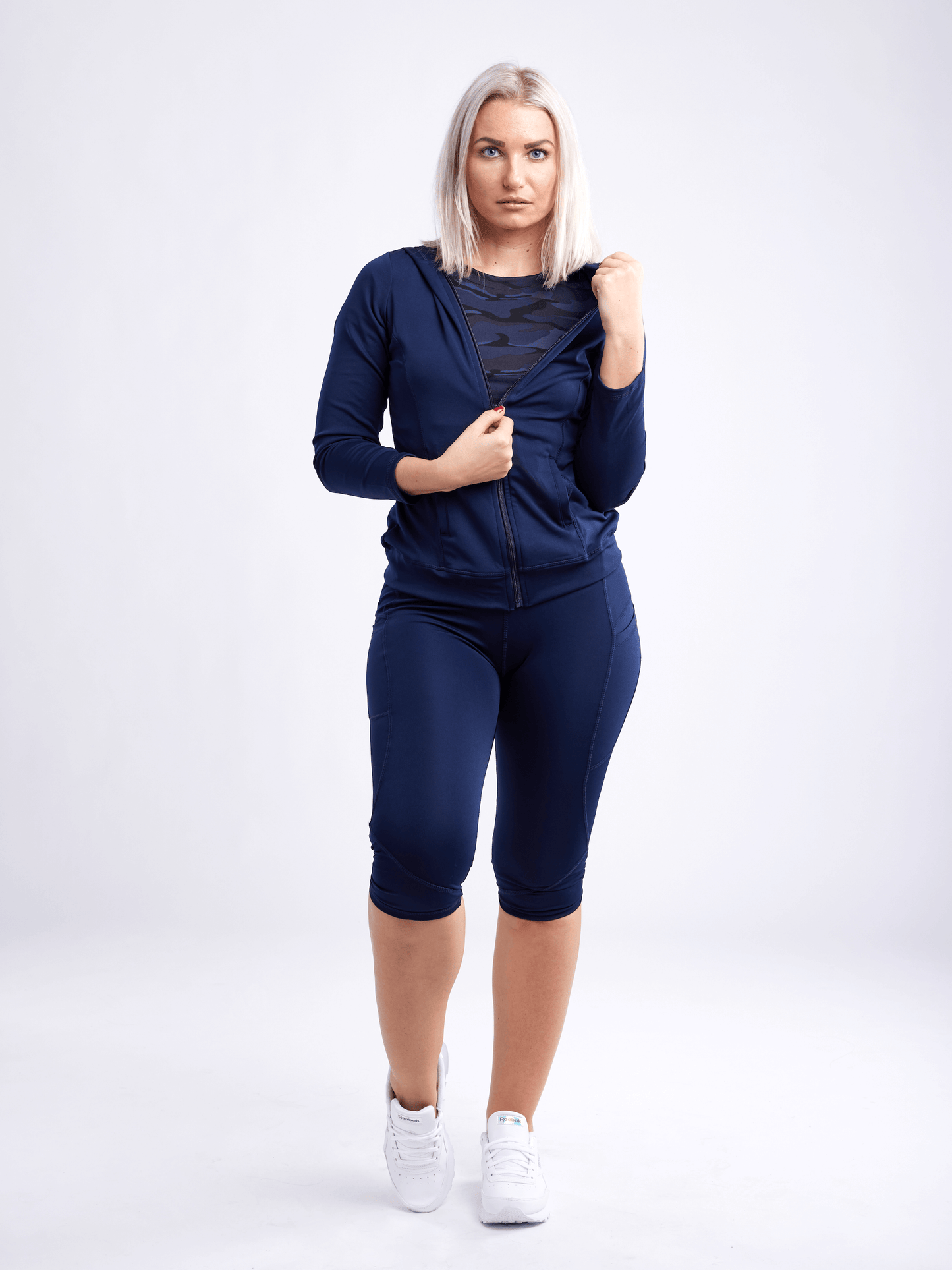 Athletic Fitted Zip-Up Hoodie Jacket with Pockets - ZYTU
