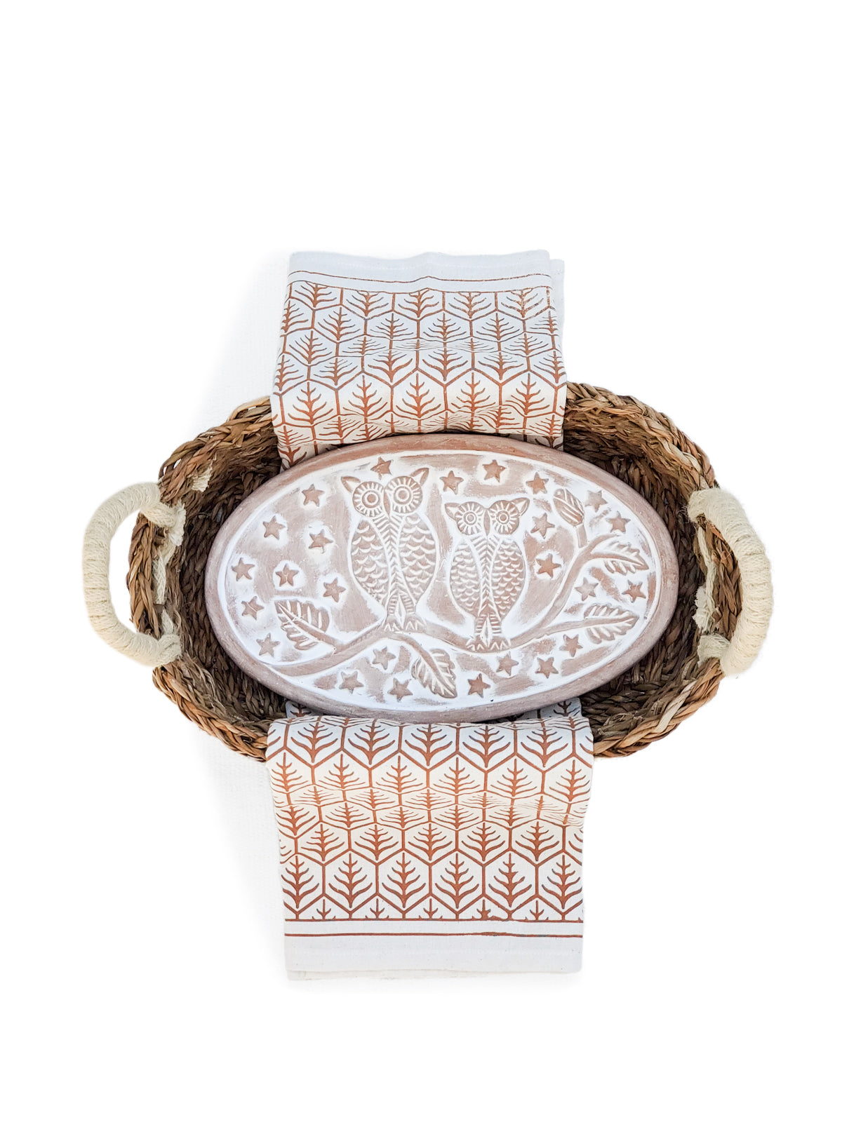 Bread Warmer & Basket Gift Set with Tea Towel - Owl Oval - ZYTU