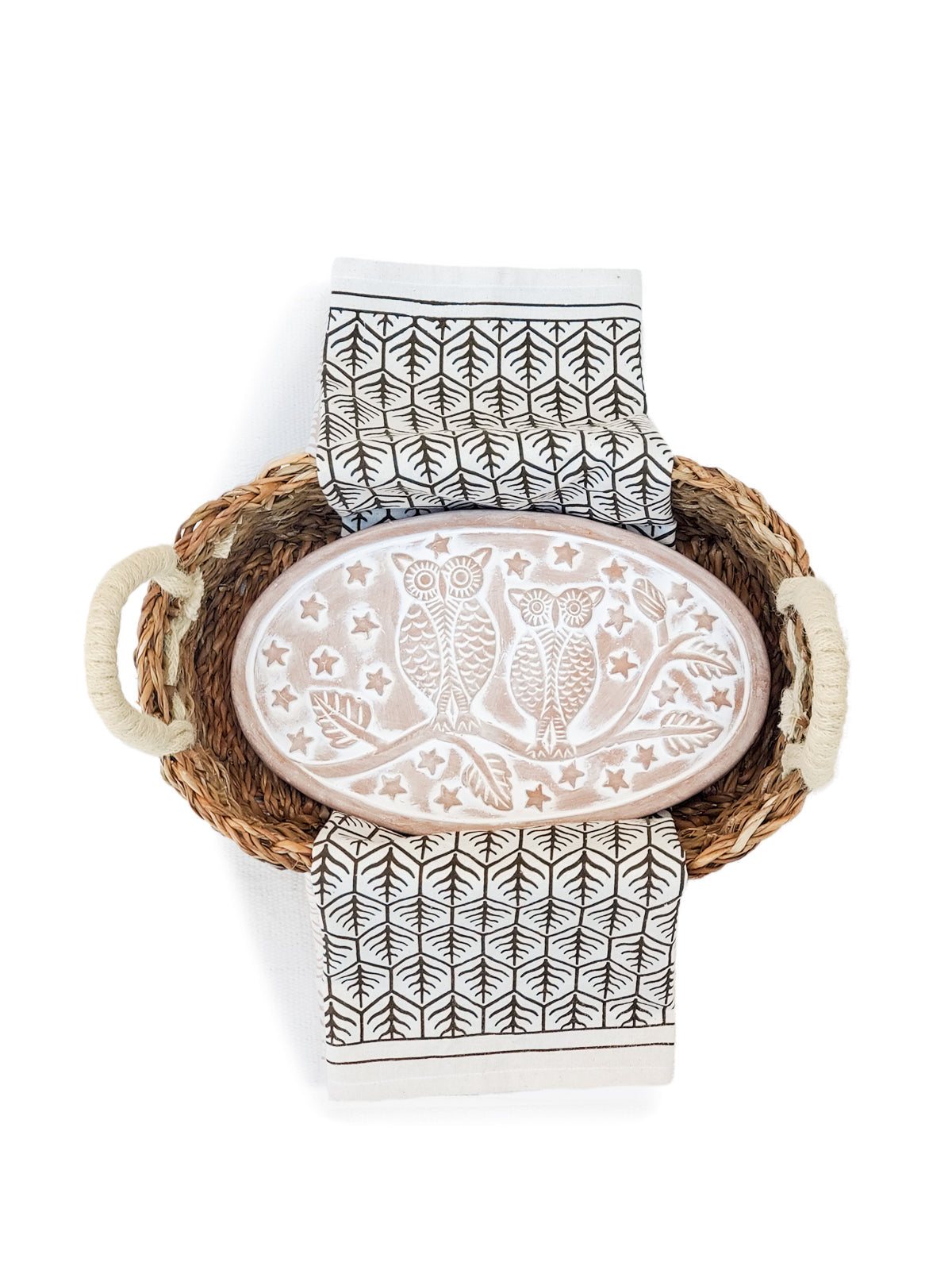 Bread Warmer & Basket Gift Set with Tea Towel - Owl Oval - ZYTU