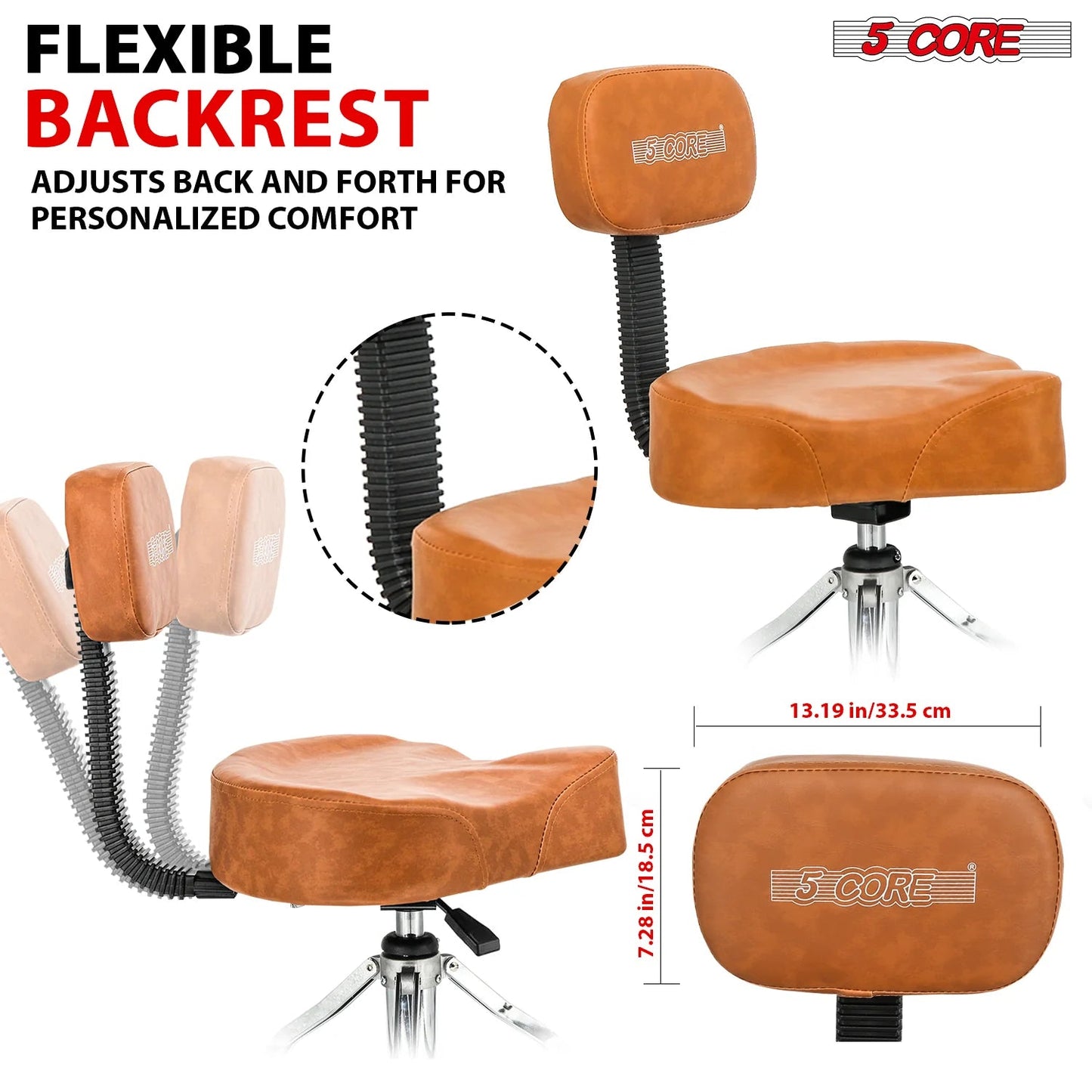 5Core Drum Throne Padded Guitar Stool Backrest Drummer Seat for Adults