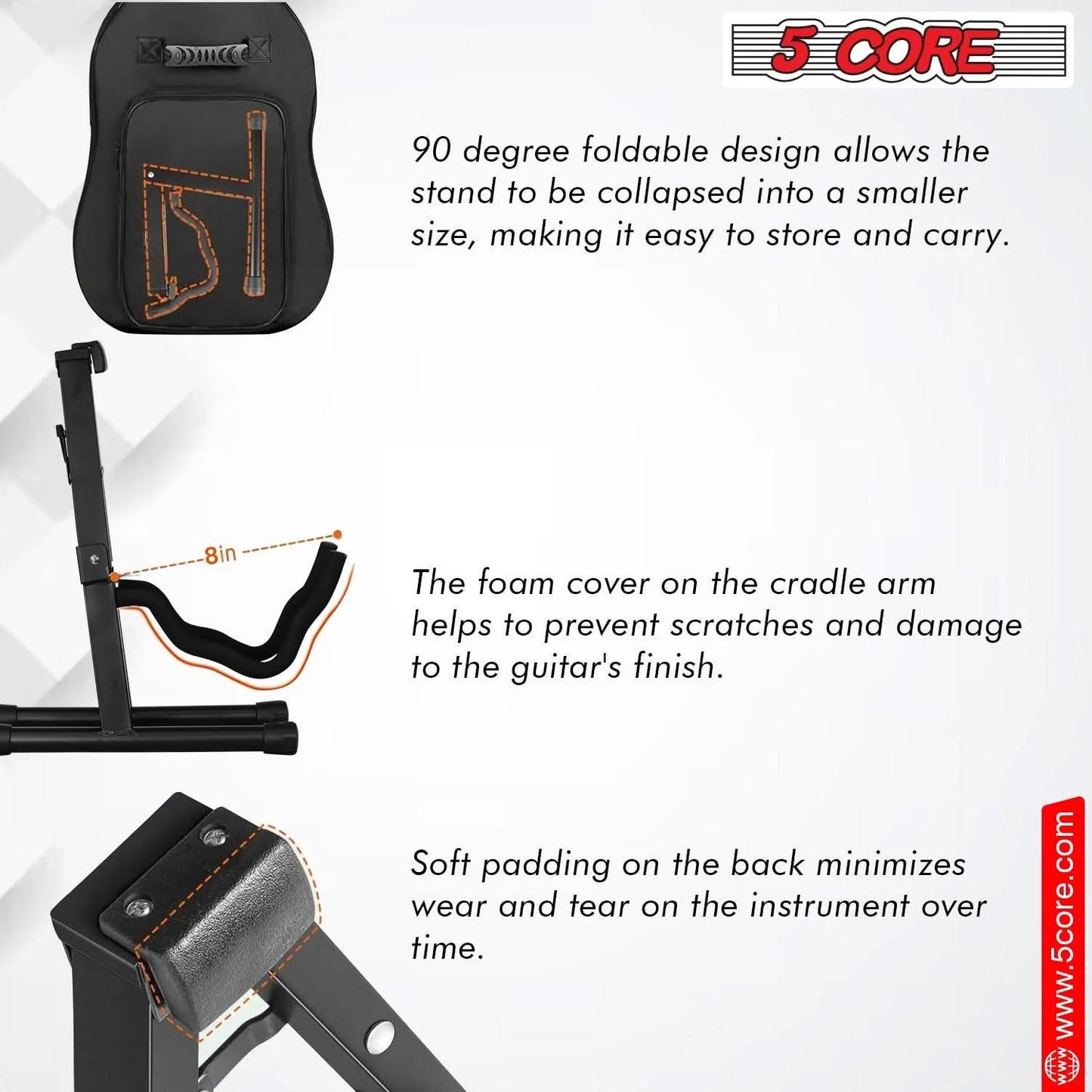 5Core Guitar Stand Floor a Frame Electric Acoustic Bass Soporte Para