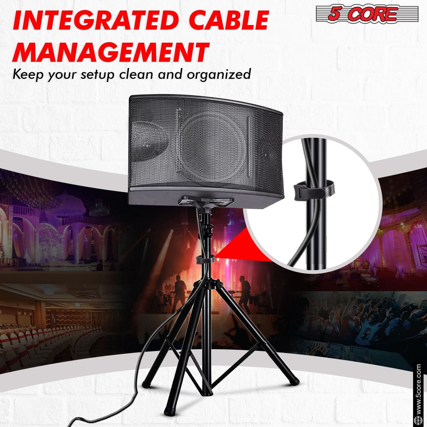 5 Core Speaker Stand Tripod Floor Adjustable Up to 48 Inch DJ Studio