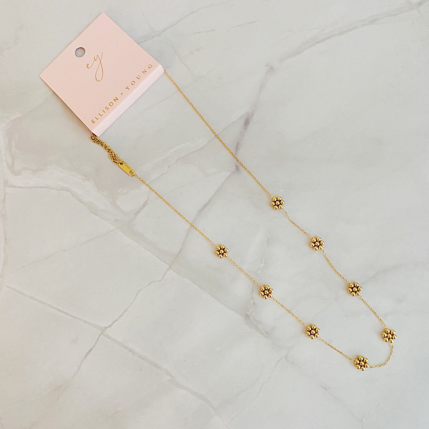 Dainty Golden Bead Flower Necklace - ZYTU