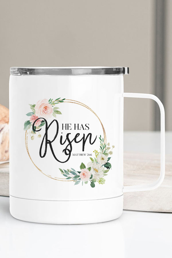 Easter He Has Risen Circle Stainless Steel Coffee Travel Cup