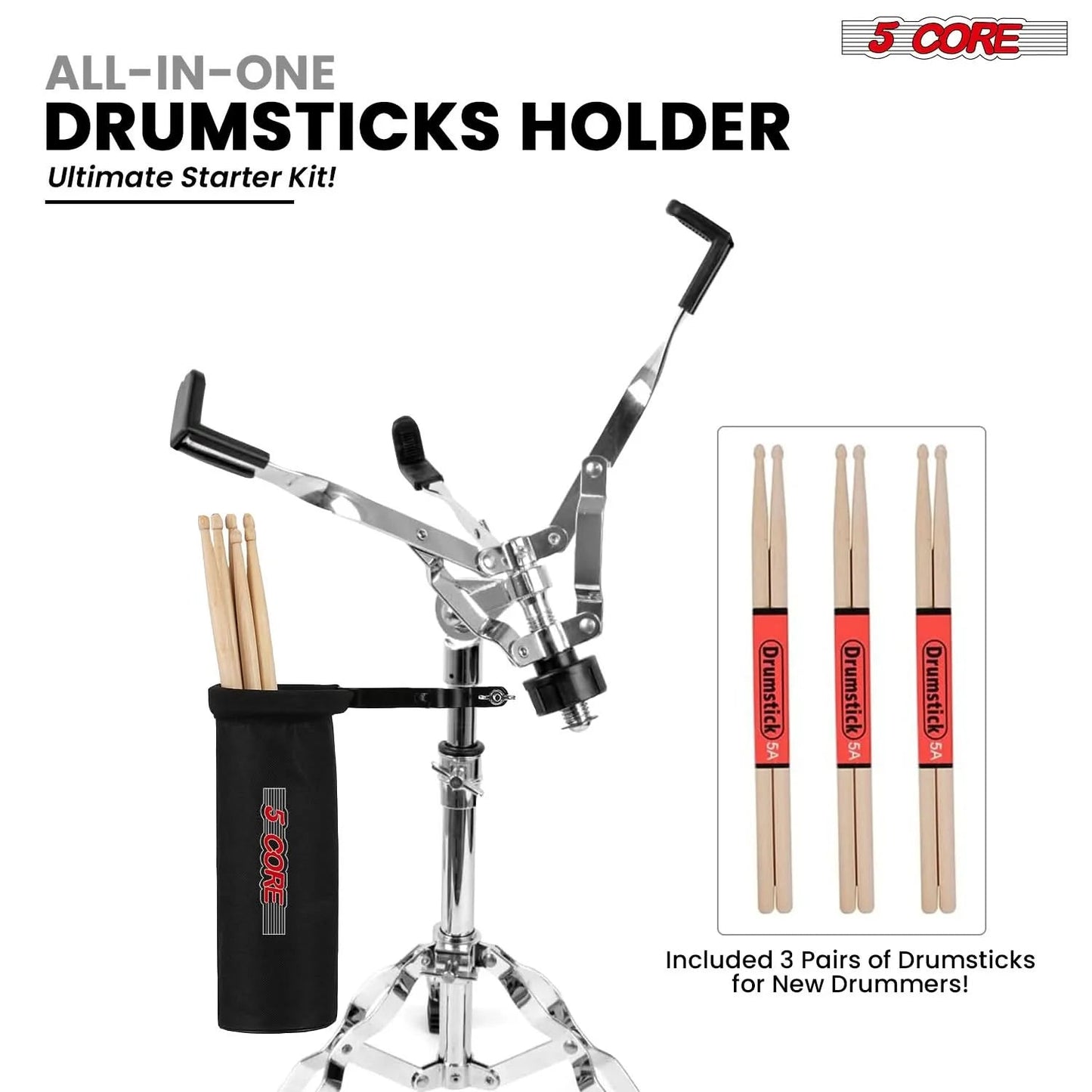 Drum Practice Pad Set 12" Adjustable Snare Drumming Stand Double Sided