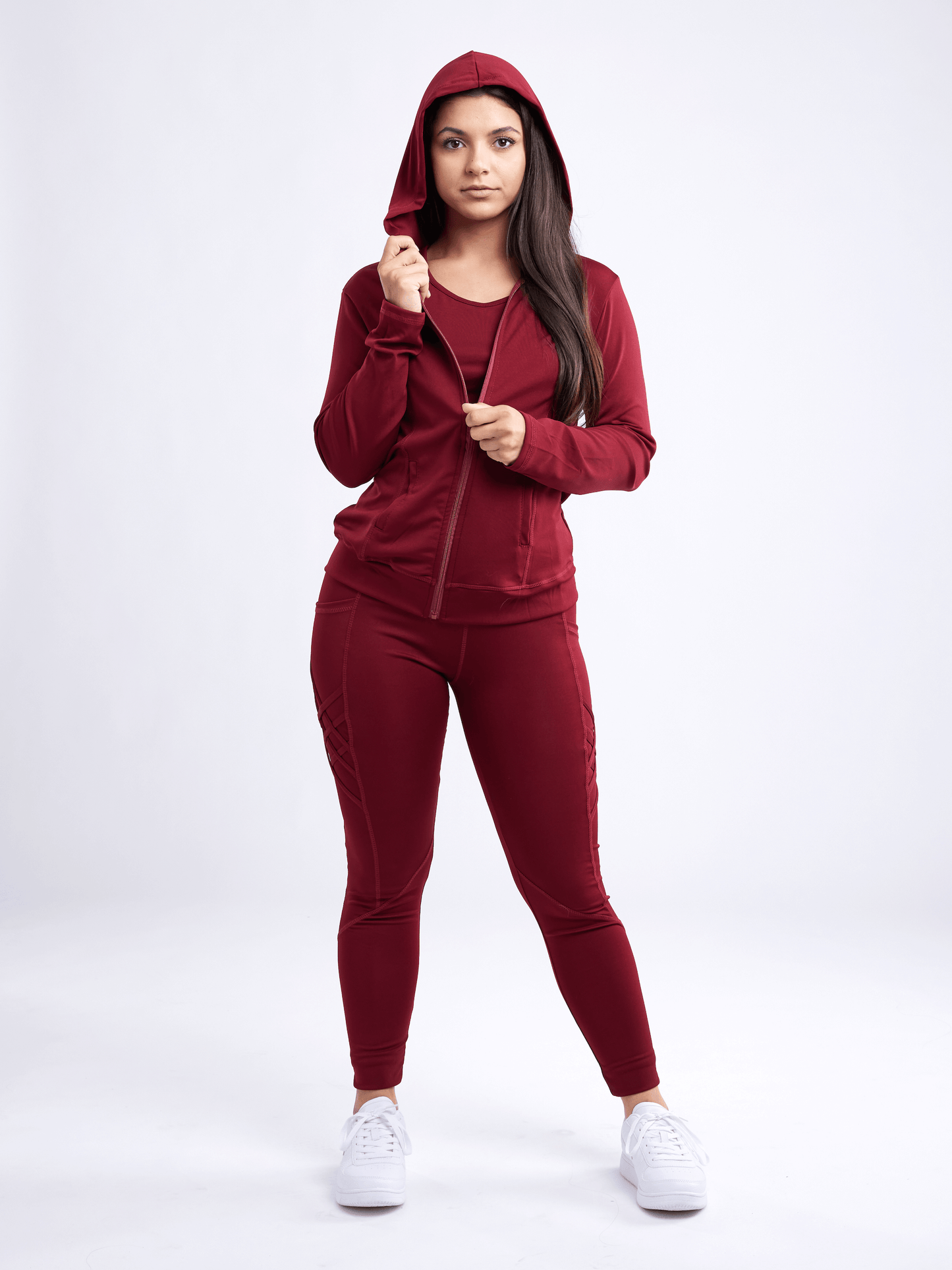 Athletic Fitted Zip-Up Hoodie Jacket with Pockets - ZYTU