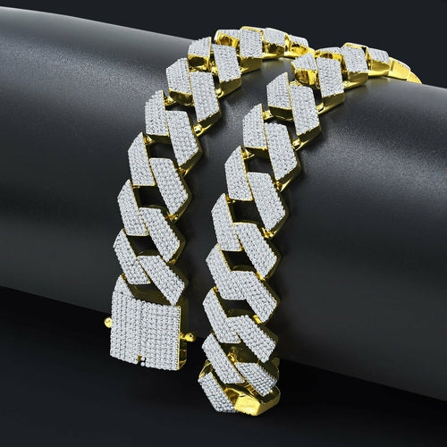 AGLOW 18MM BRASS ICED OUT CHAIN I 963212
