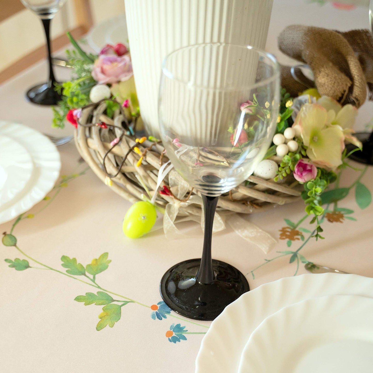 Finest Floral Coloring Rectangle Easter Tablecloth Non Iron Stain