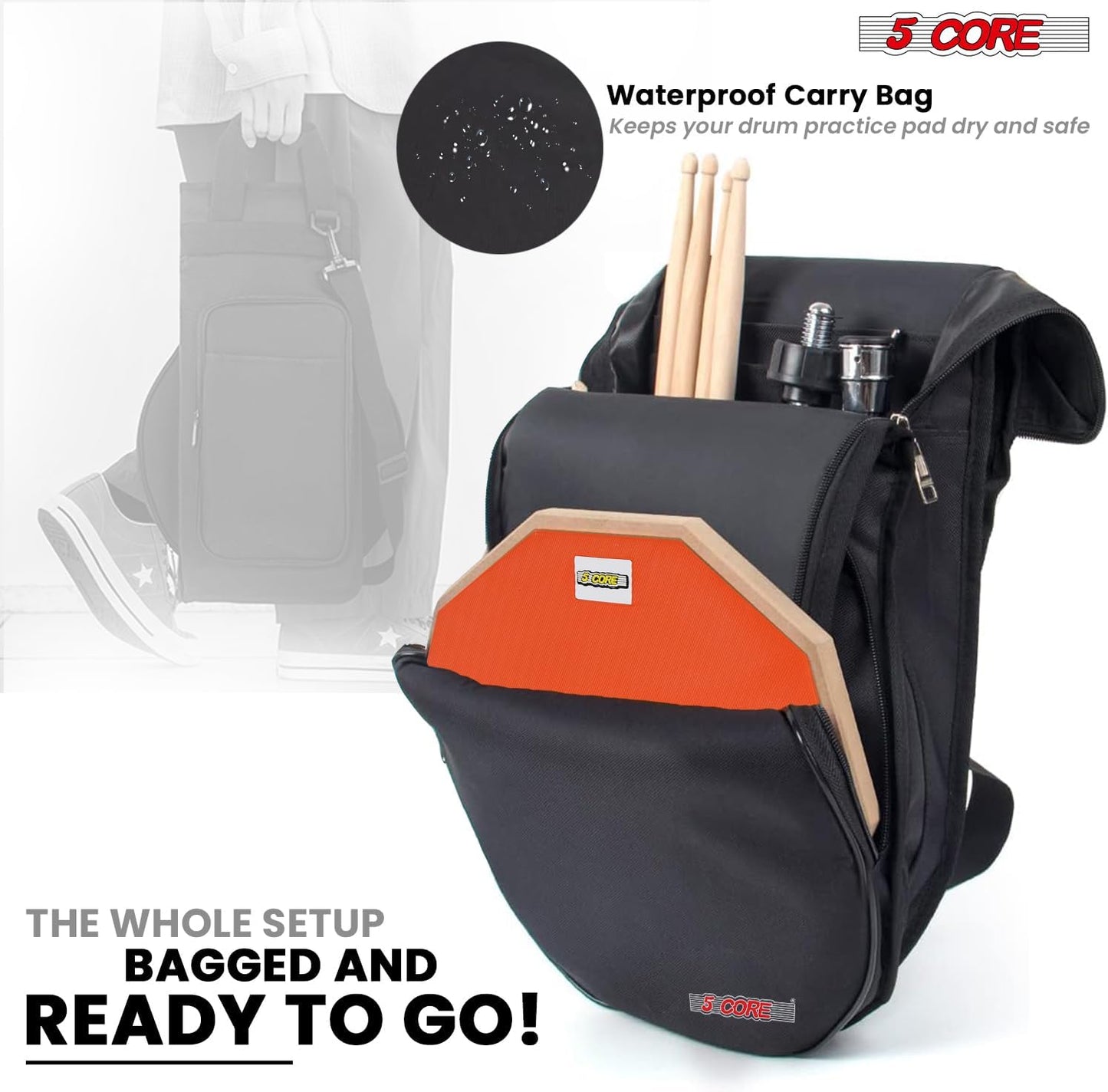 5Core Drum Throne Adjustable Guitar Stool Padded Seat + Drum Practice