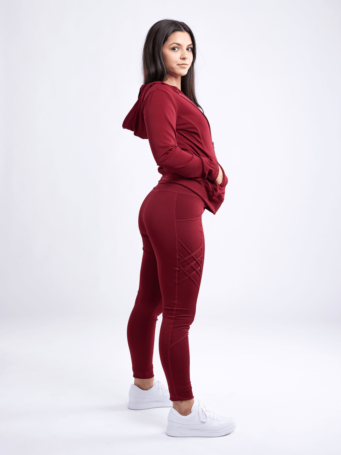 Athletic Fitted Zip-Up Hoodie Jacket with Pockets - ZYTU