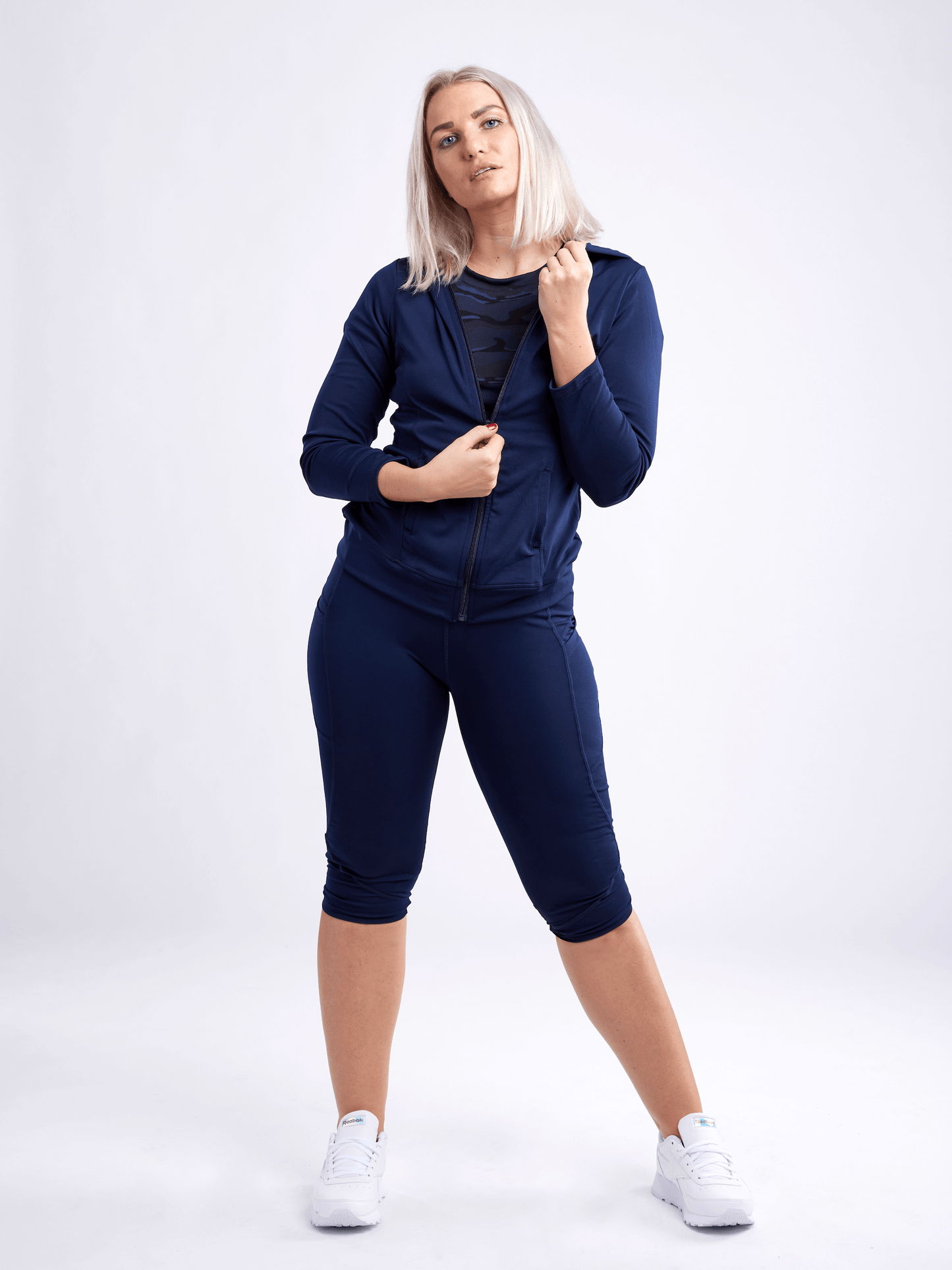 Athletic Fitted Zip-Up Hoodie Jacket with Pockets - ZYTU