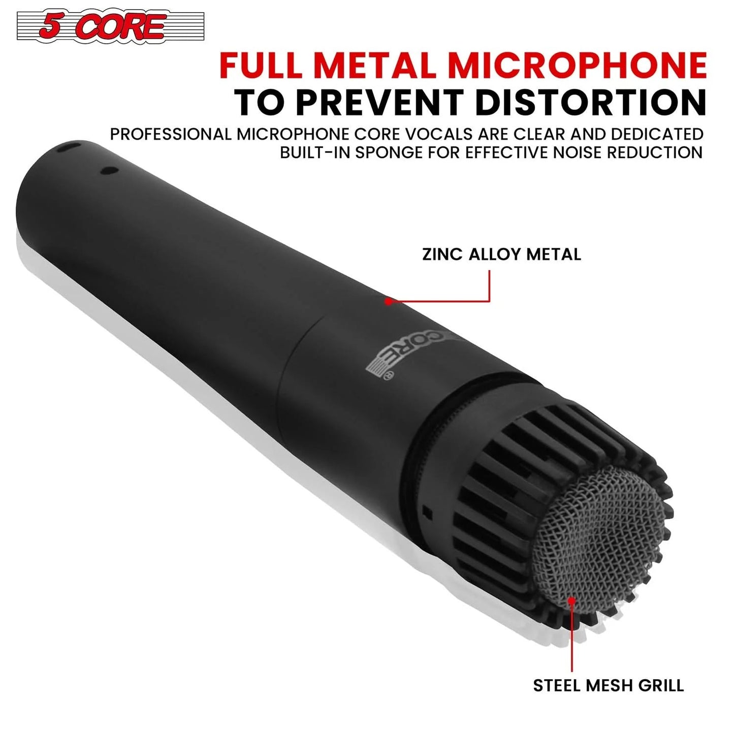 5Core Drum Mic Kit 9 Pcs Kick Basstom Snare Dynamic Mics Instrument