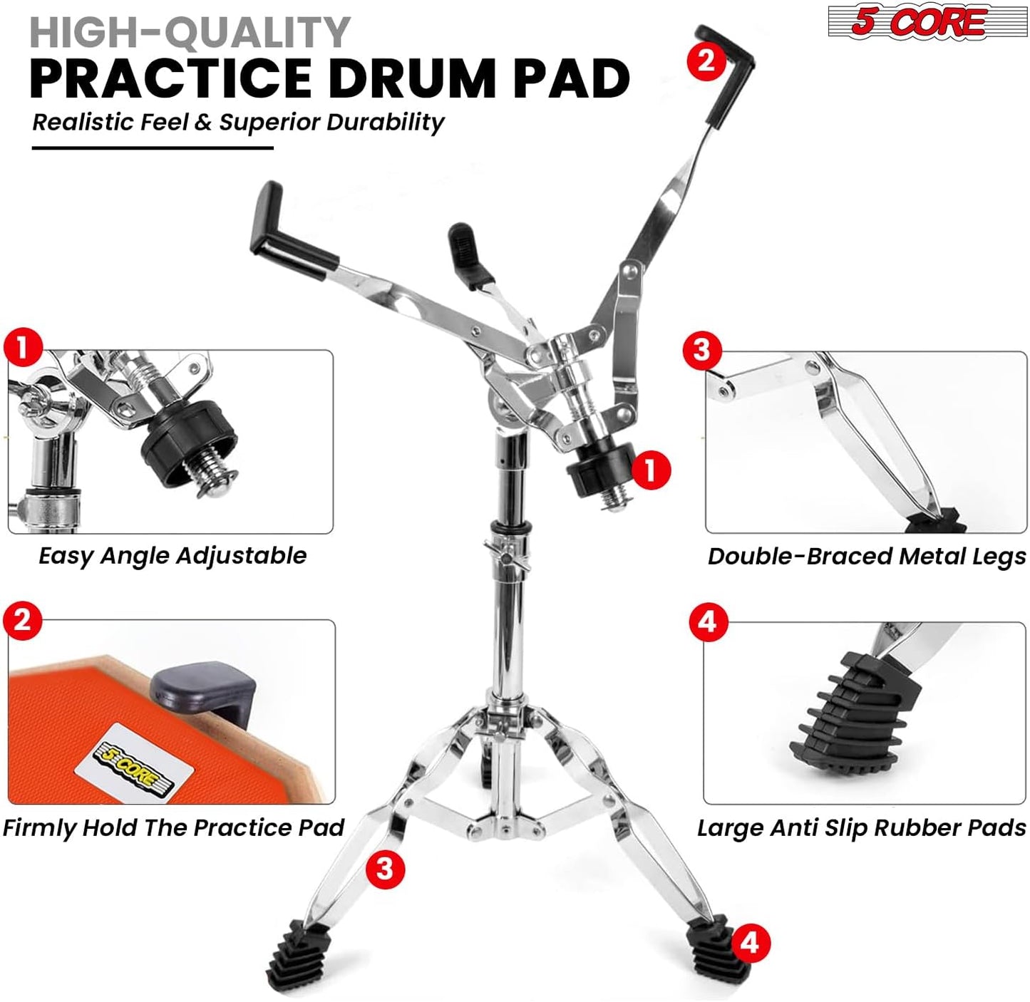 5Core Drum Throne Adjustable Guitar Stool Padded Seat + Drum Practice
