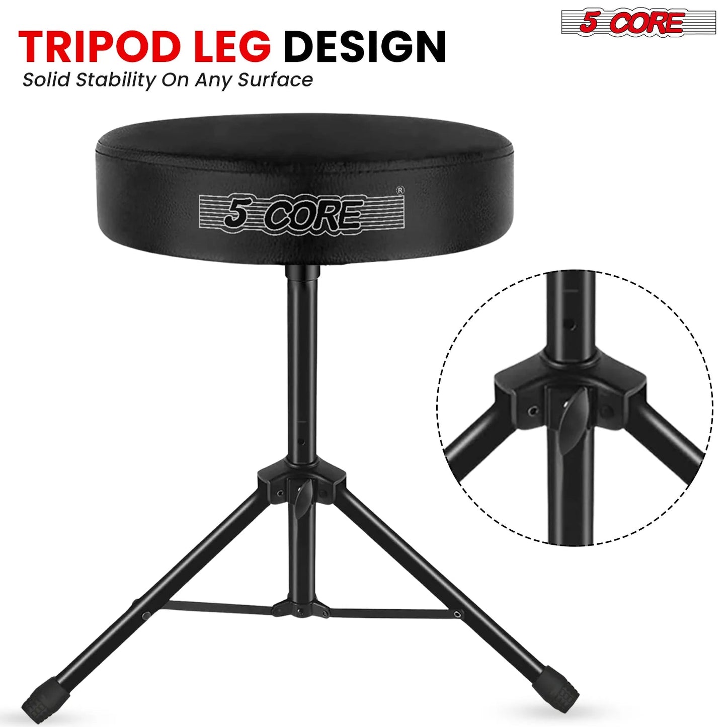 5Core Drum Throne Adjustable Guitar Stool Padded Drummer Seat for