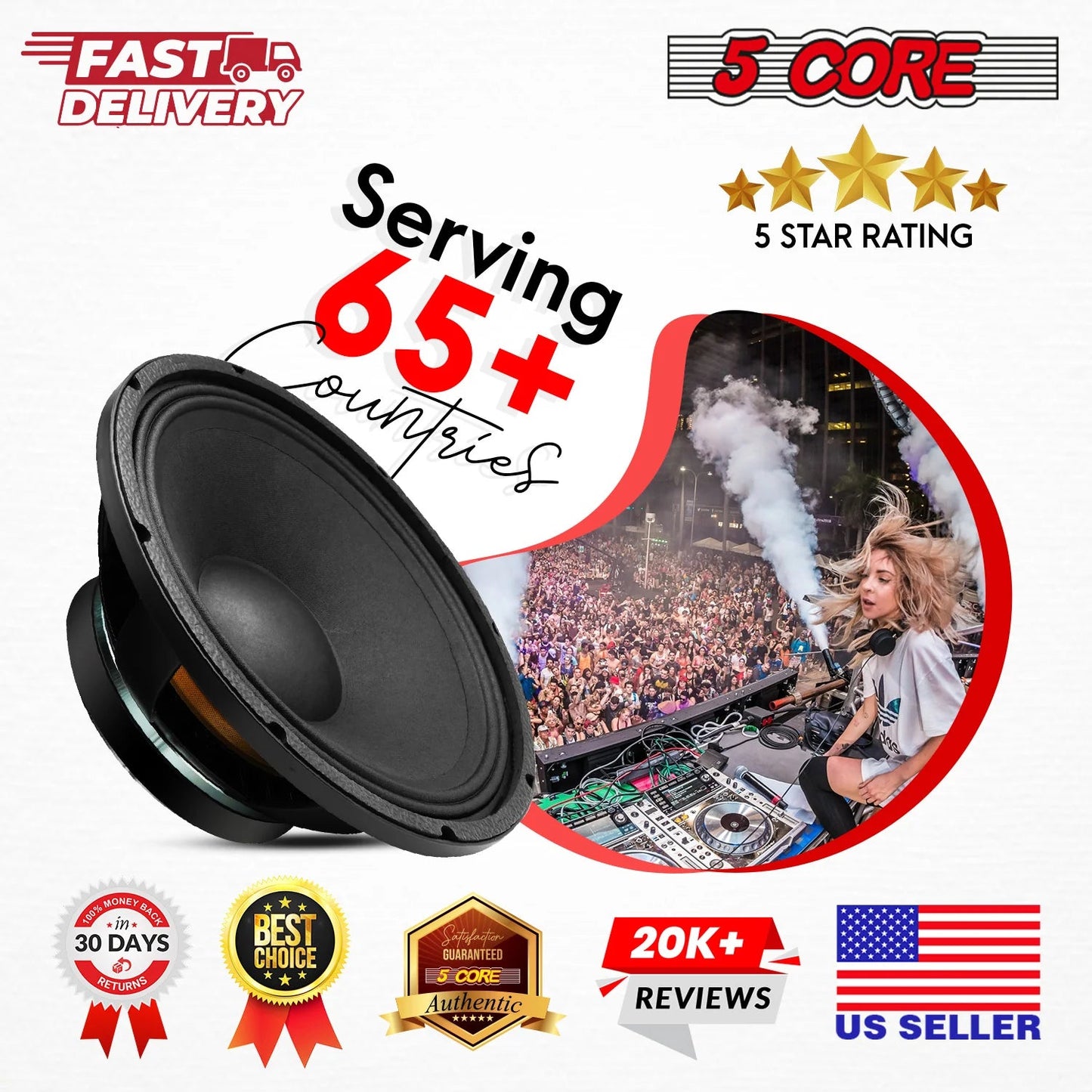 10 Inch Subwoofer Speaker 600W Max 4 Ohm Full Range Replacement DJ