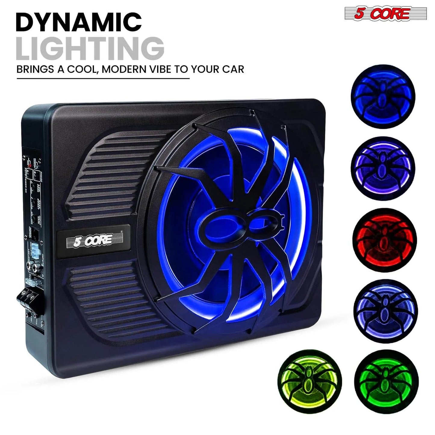 5Core 10 Inch Slim under Seat Car Audio Subwoofer 800W Built in