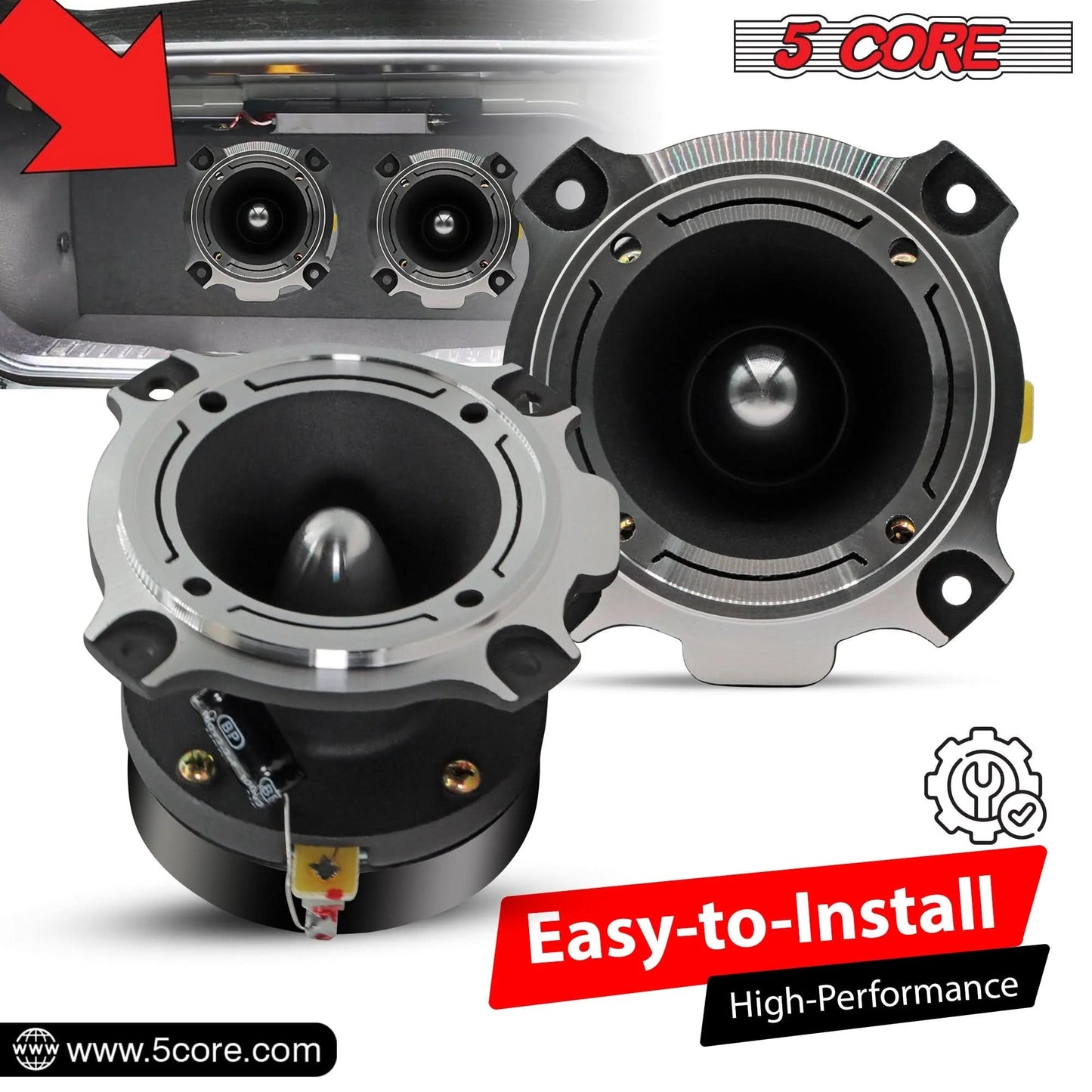 5Core Tweeters Speakers Car Audio Pair 600W Peak 3.5 Inch Super Bullet