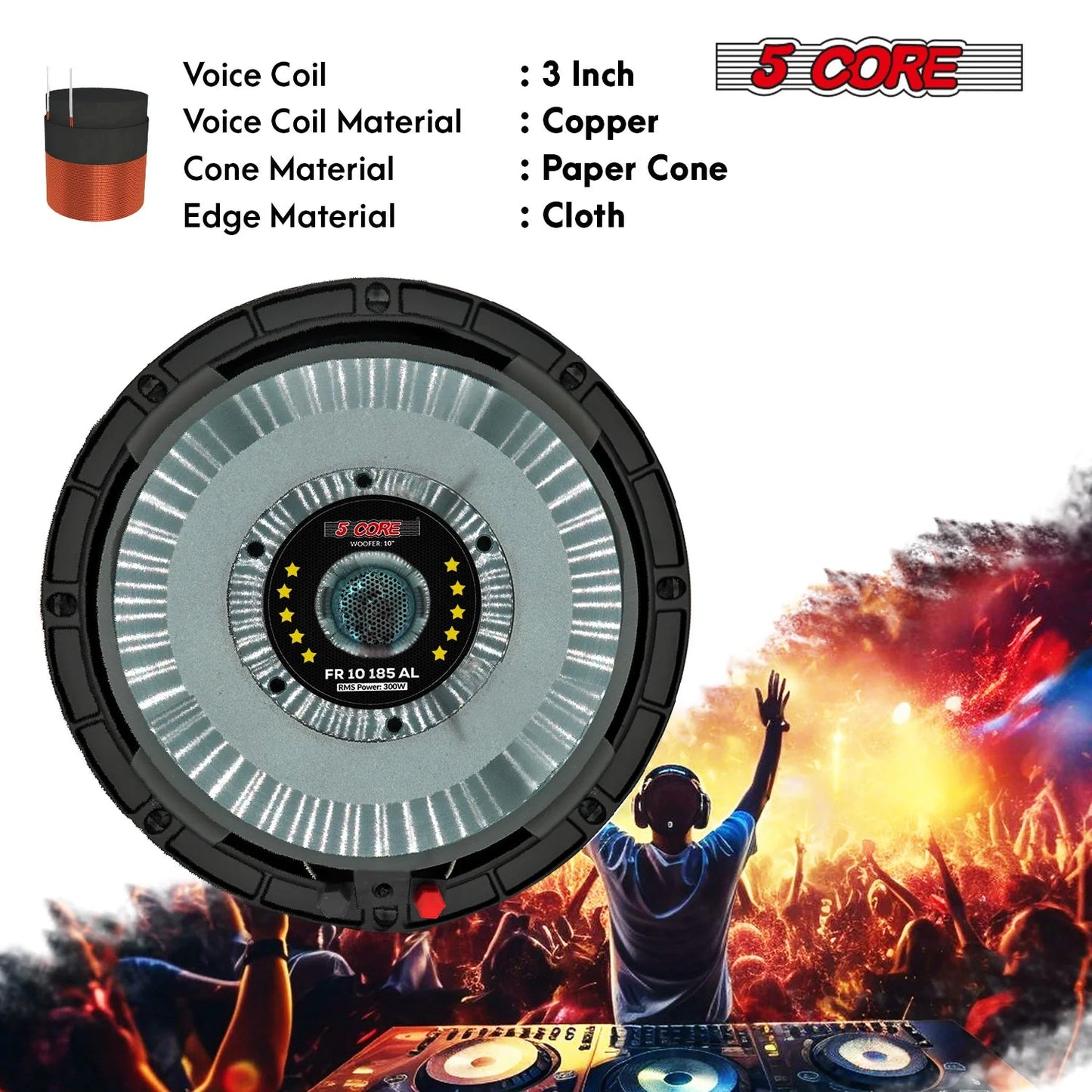 10 Inch Subwoofer Speaker 600W Max 4 Ohm Full Range Replacement DJ