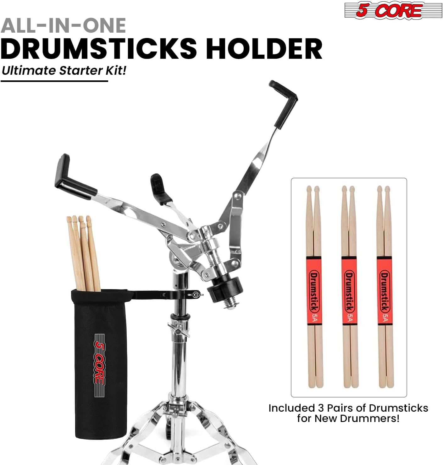 5Core Drum Throne Adjustable Guitar Stool Padded Seat + Drum Practice