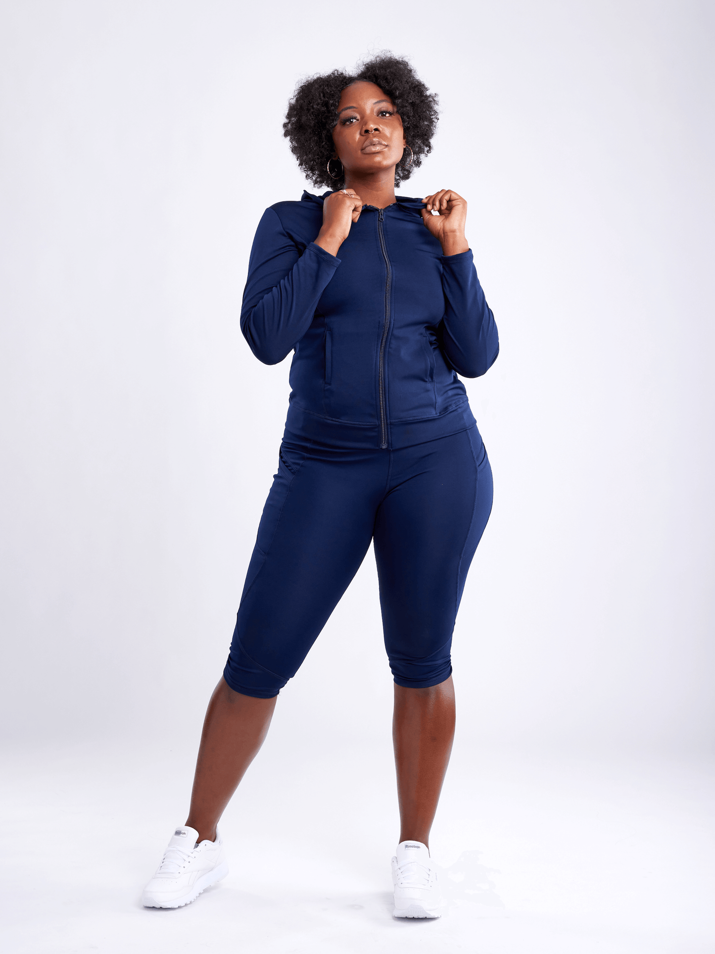 Athletic Fitted Zip-Up Hoodie Jacket with Pockets - ZYTU