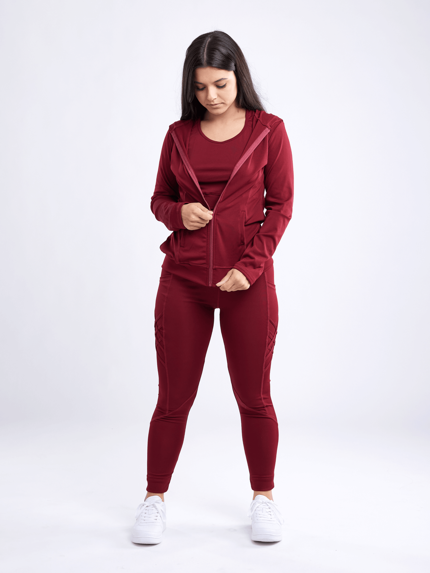 Athletic Fitted Zip-Up Hoodie Jacket with Pockets - ZYTU