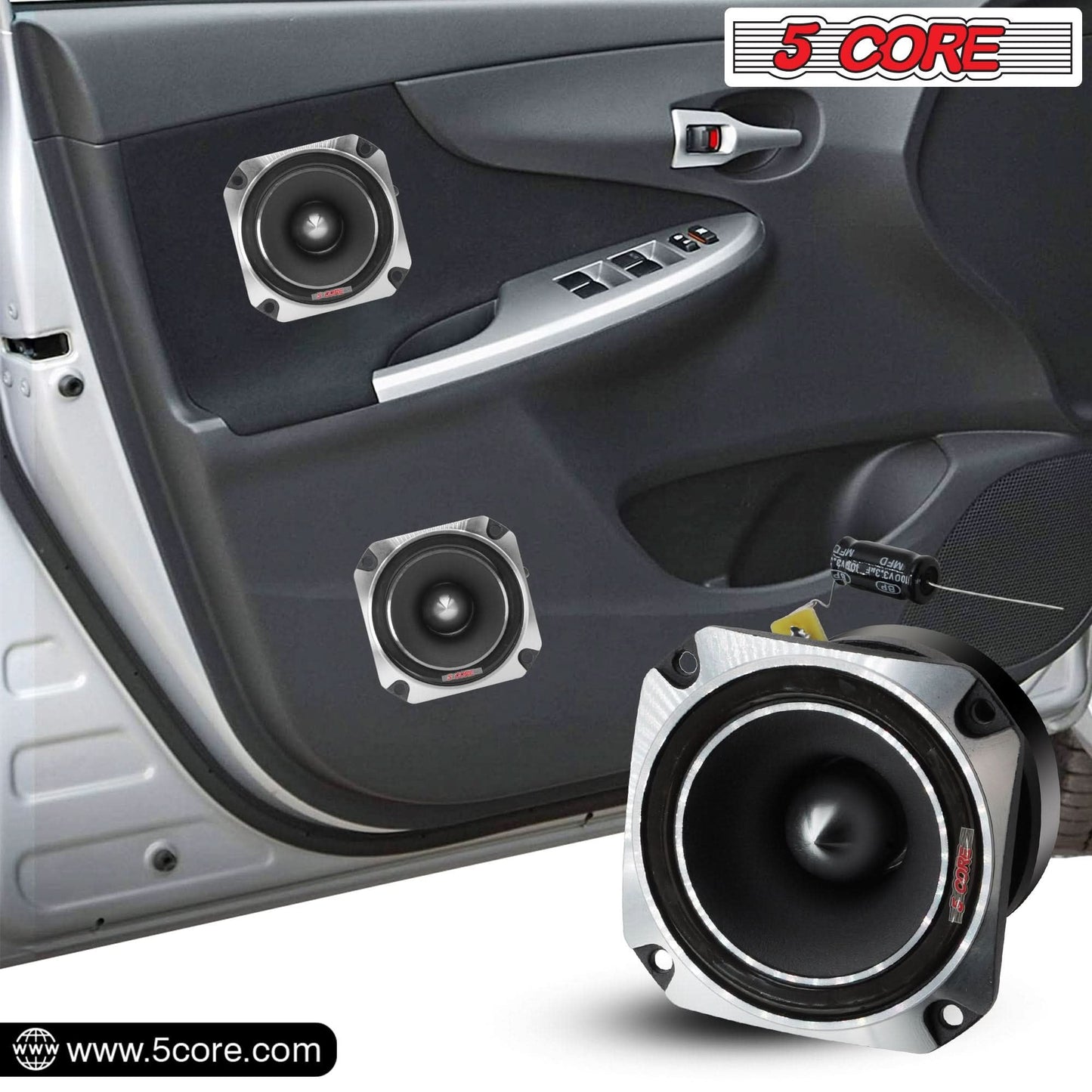 5Core Tweeters Speakers Car Audio Pair 600W Peak 3.5 Inch Super
