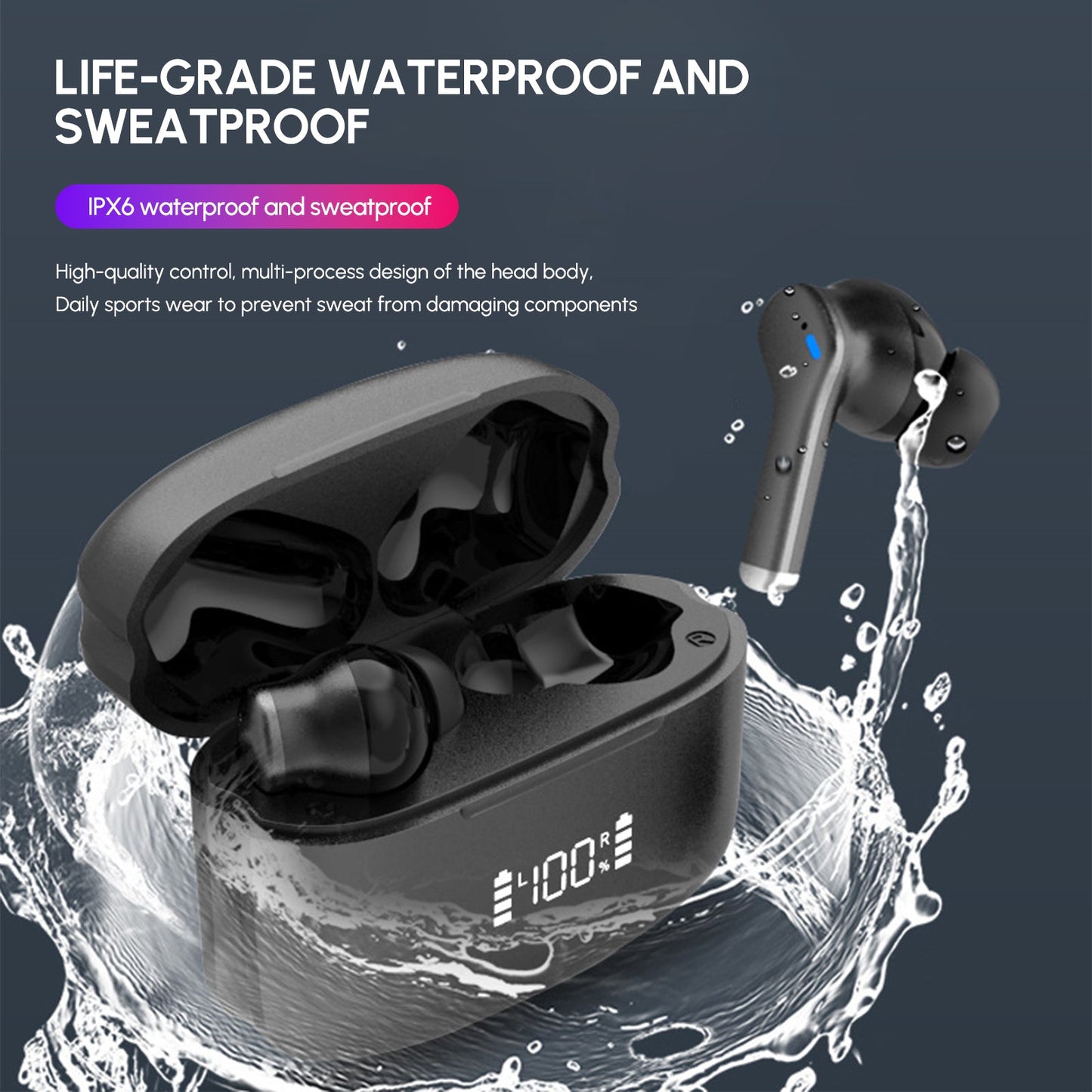 Bluetooth 5.3 Wireless Earbud 60 Hrs Playtime with LED Display for