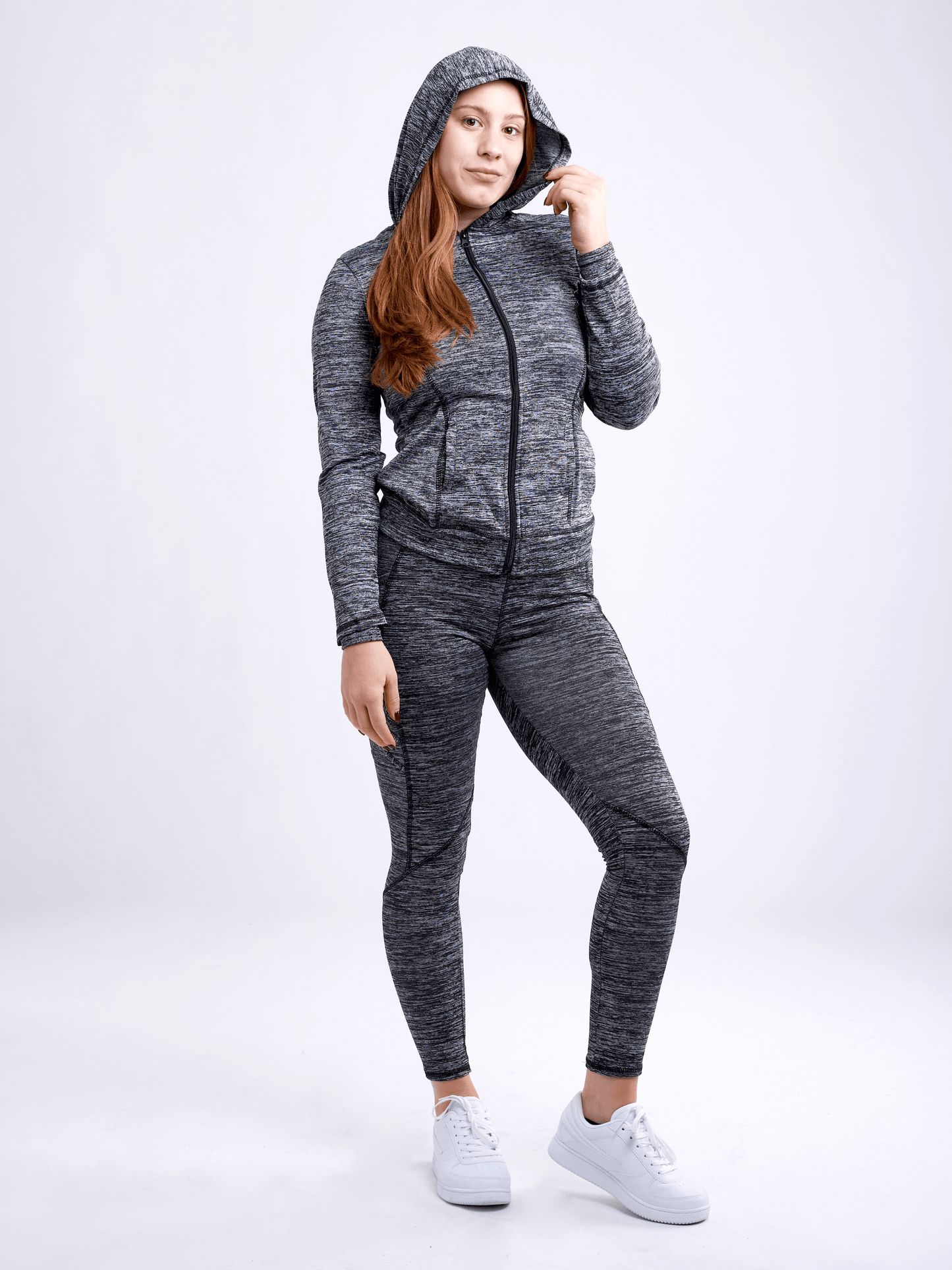 Athletic Fitted Zip-Up Hoodie Jacket with Pockets - ZYTU