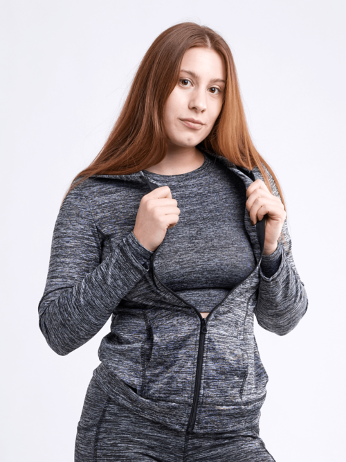 Athletic Fitted Zip-Up Hoodie Jacket with Pockets - ZYTU