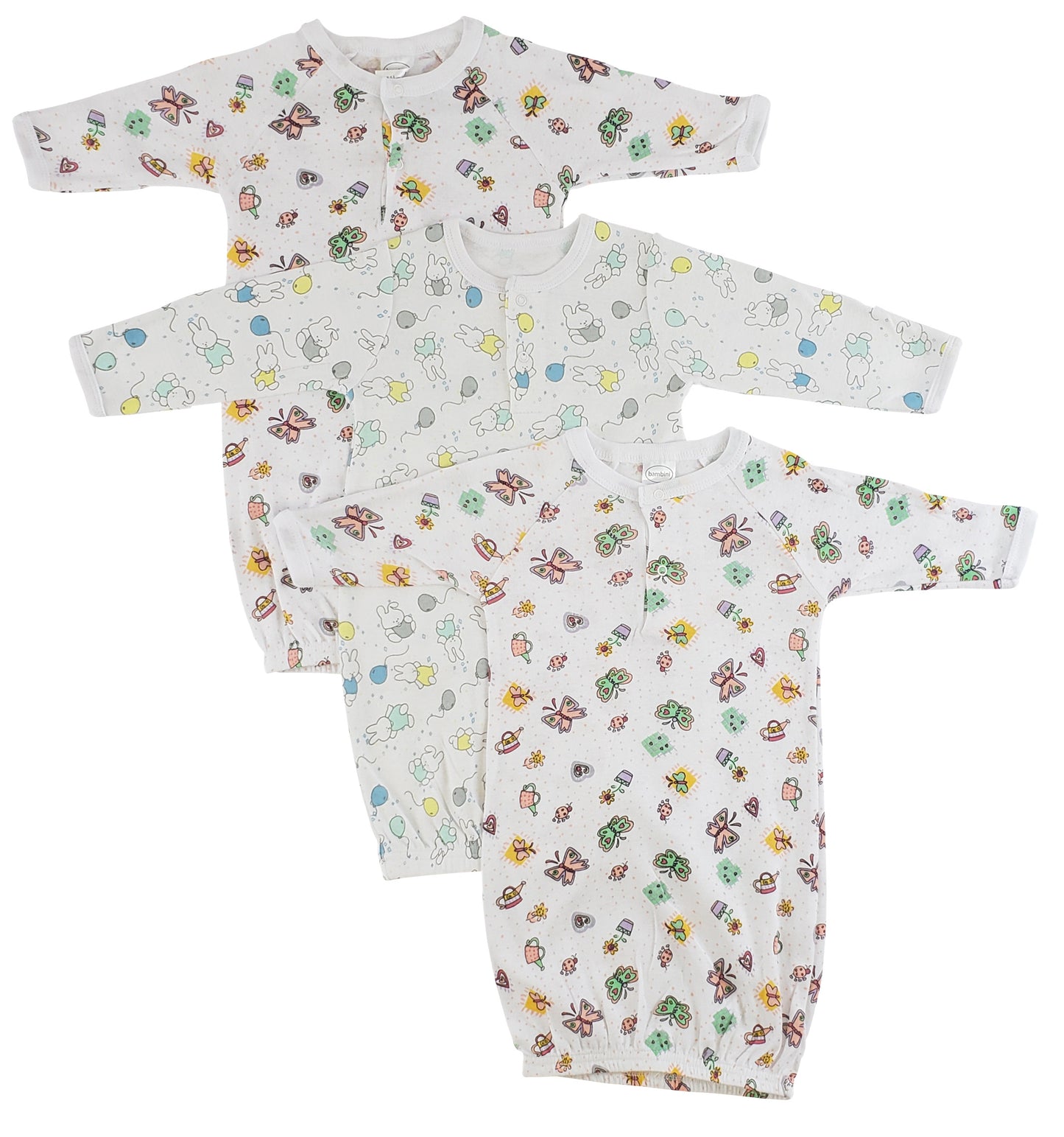 Bambini Girls Print Infant Gowns - 3 Pack - ZYTU