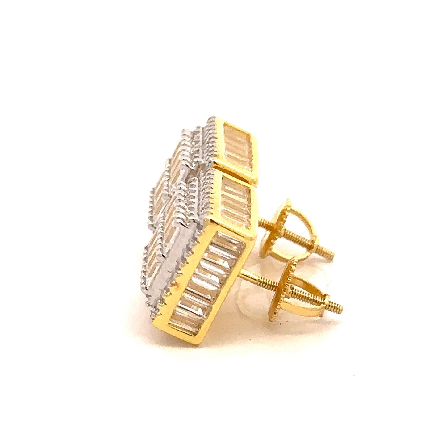 CADENZA 925 CZ GOLD ICED OUT EARRINGS | 9222932