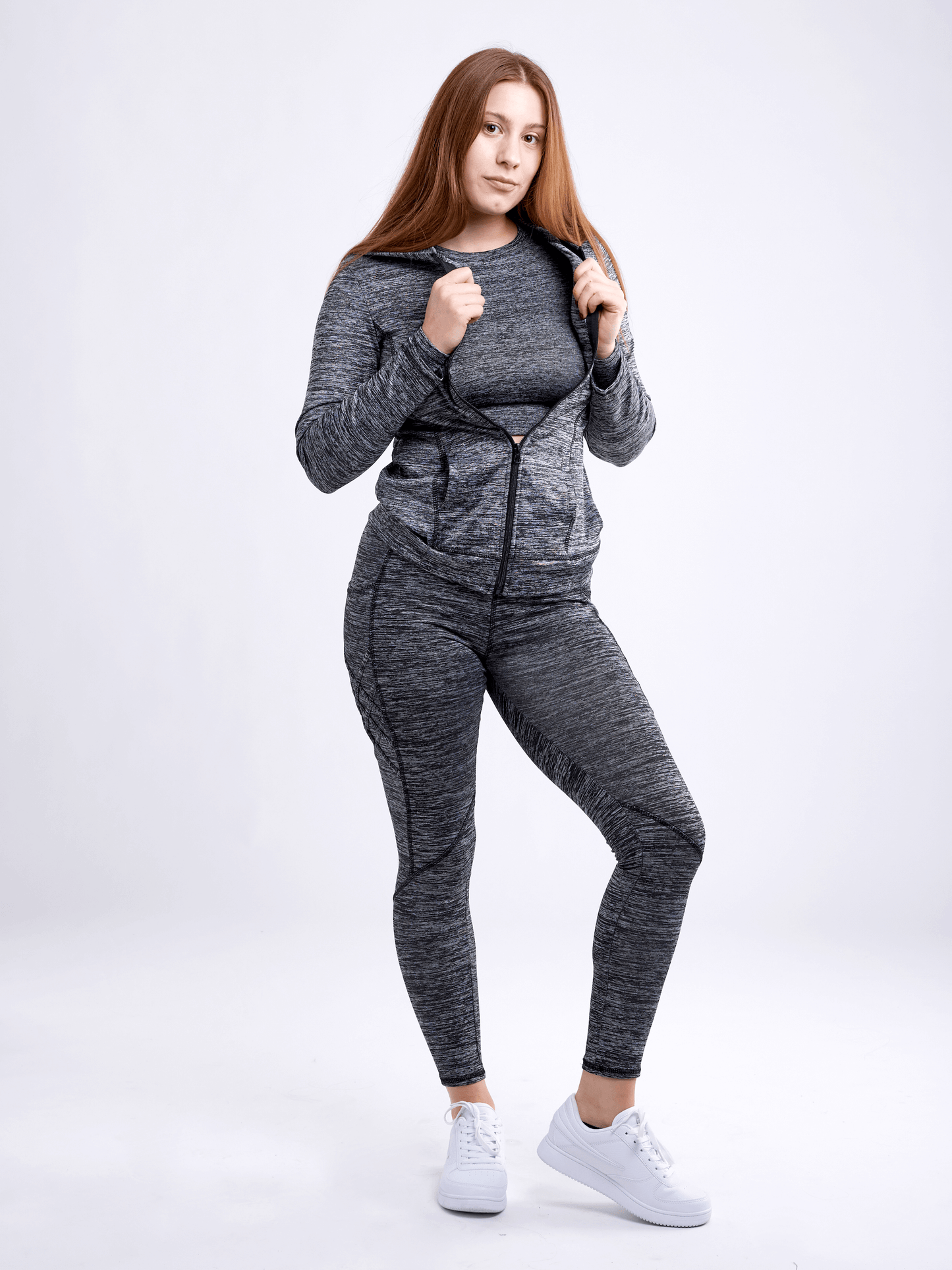 Athletic Fitted Zip-Up Hoodie Jacket with Pockets - ZYTU