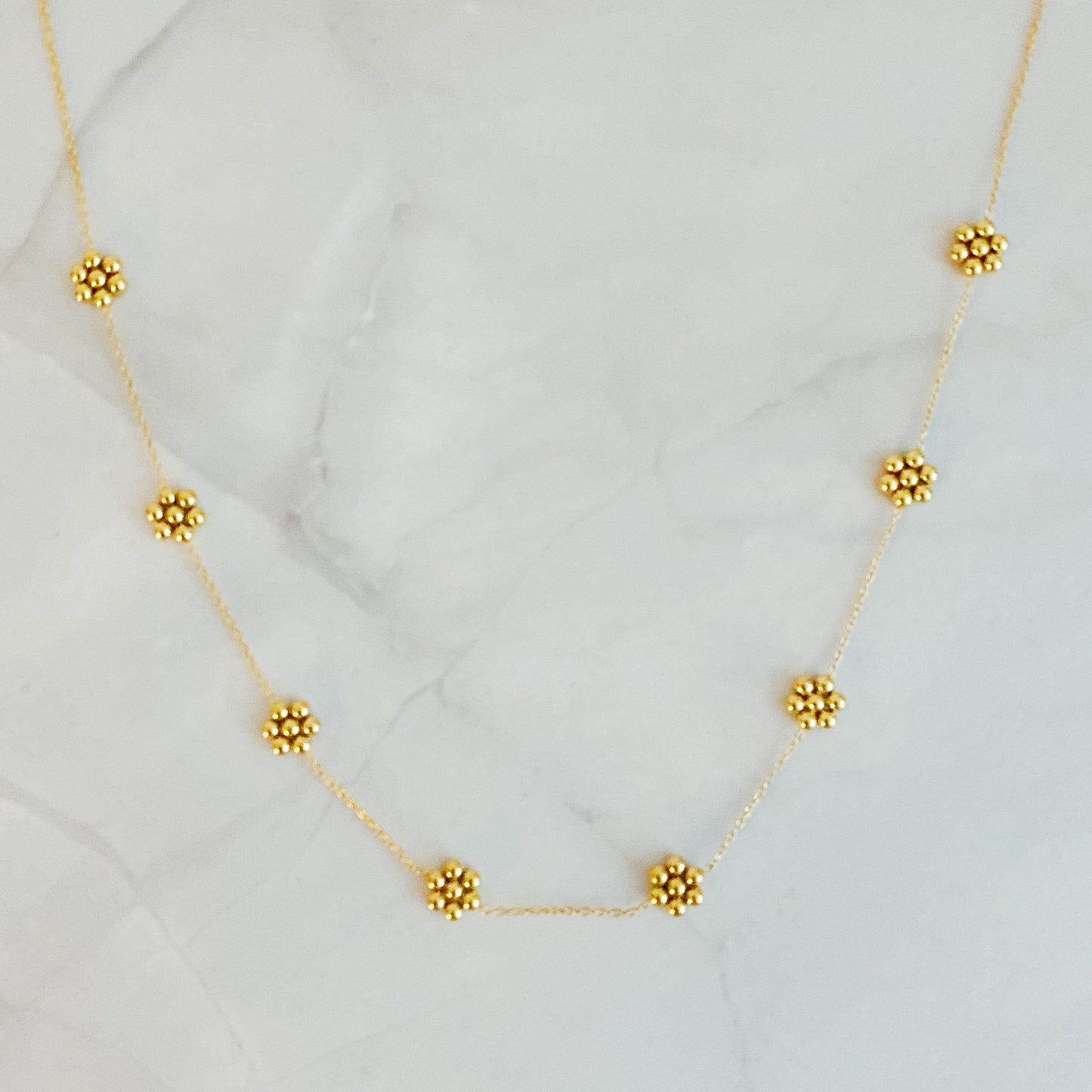 Dainty Golden Bead Flower Necklace - ZYTU