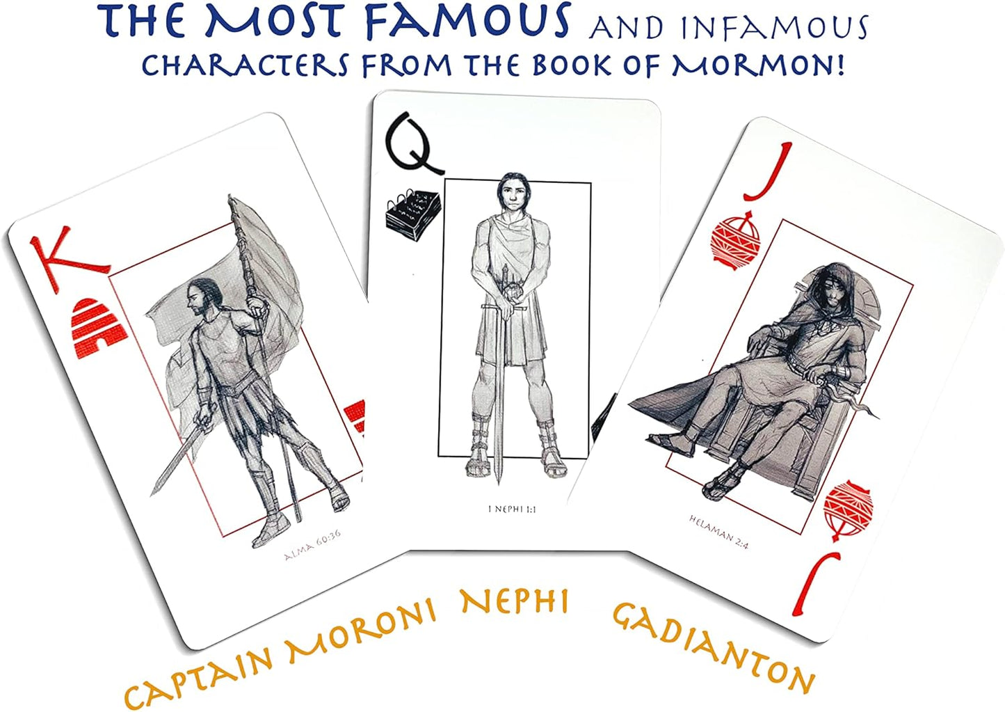 Book of Mormon Themed Playing Cards - Unique LDS Missionary & Baptism Gifts, Featuring Custom Characters & Designs - Ideal for Boys & Girls. (1 Deck)