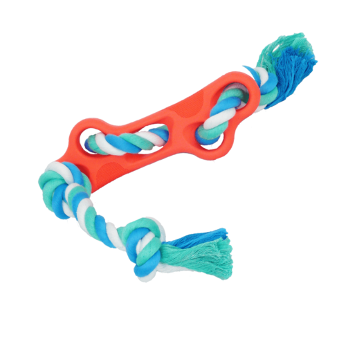 Rubber Bone Dog Chew Toy with Tug Rope -- Great for Active Dogs - ZYTU
