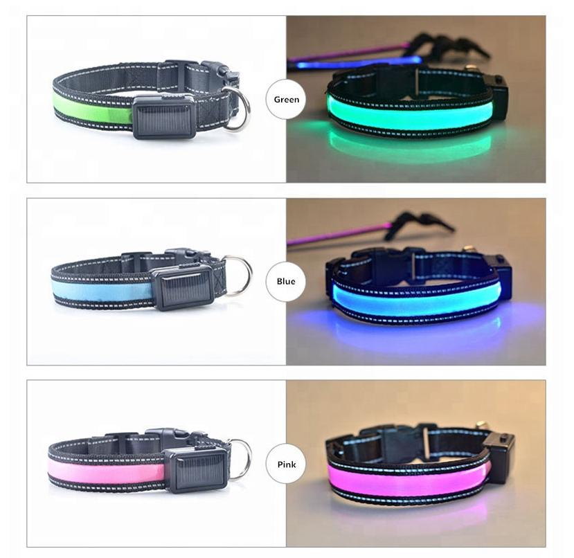 USB and Solar Charge Reflective Led Dog Collar - ZYTU