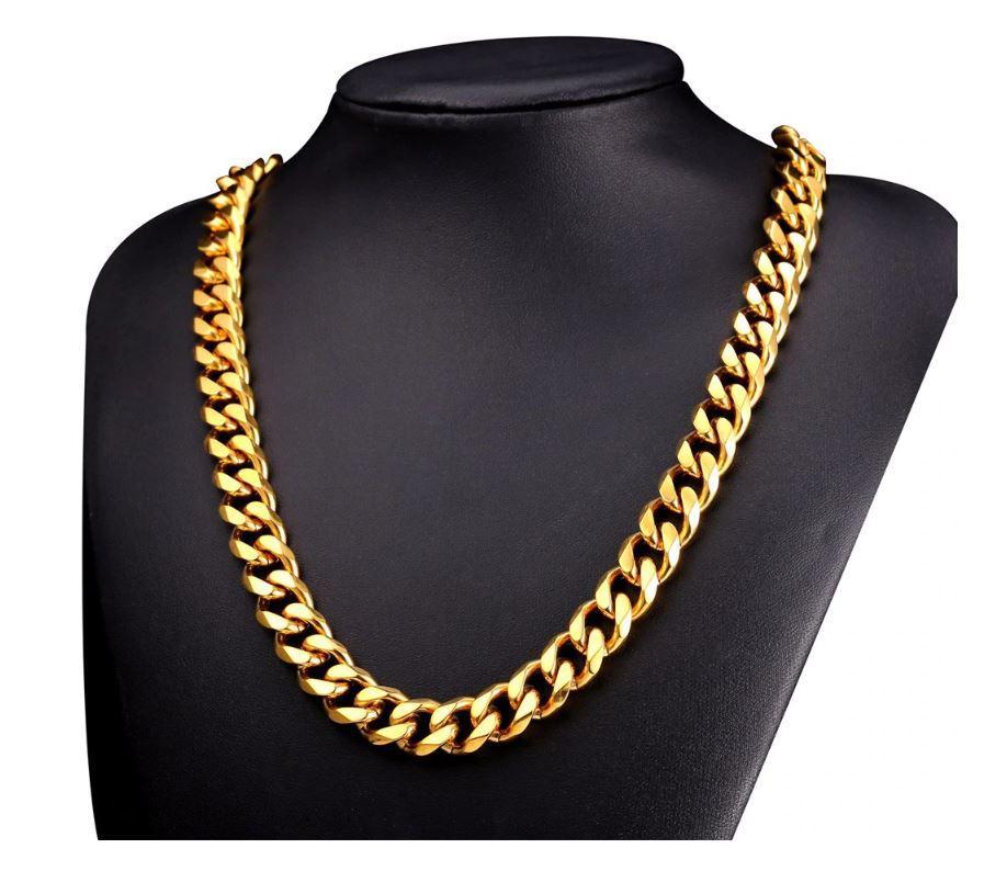 14K Yellow Gold Solid Brass Cuban Classic Chain - ZYTU